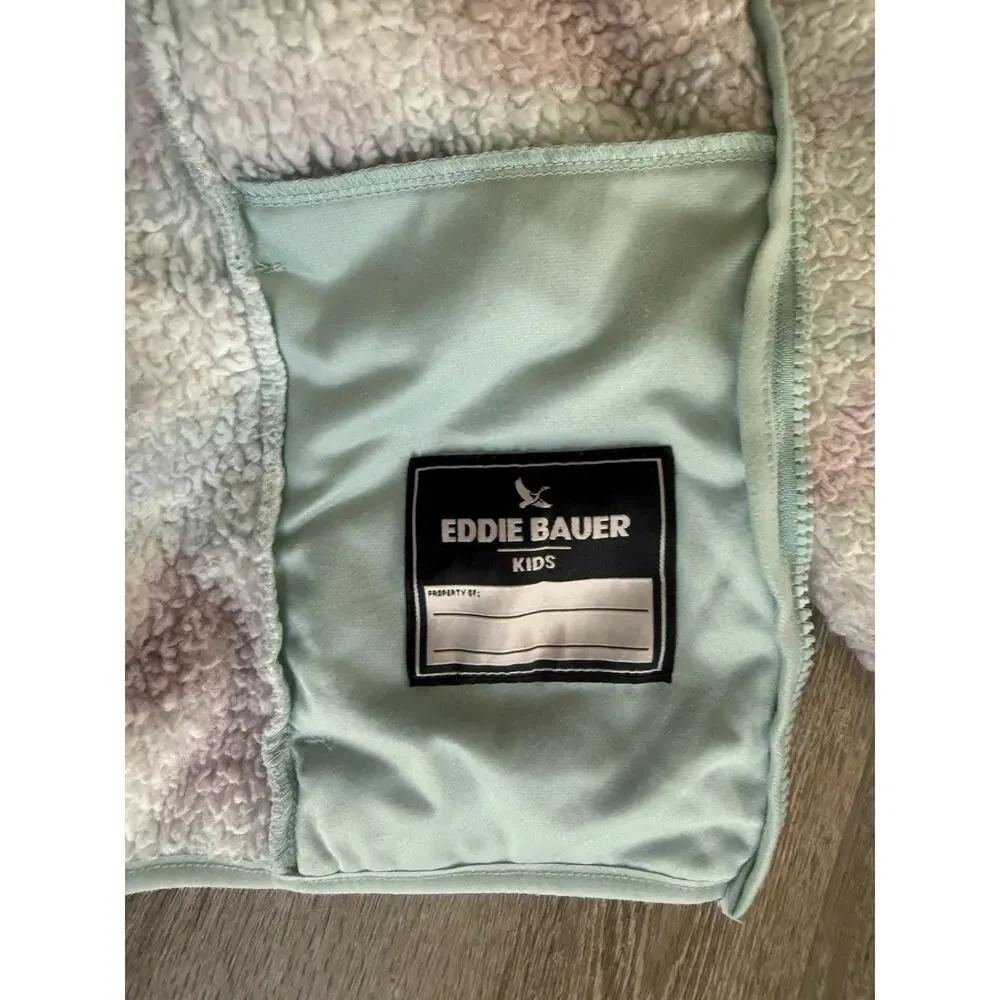 Eddie Bauer Kids Sherpa Fleece Hooded Full Zip Tie Dye Jacket 7-8 Years